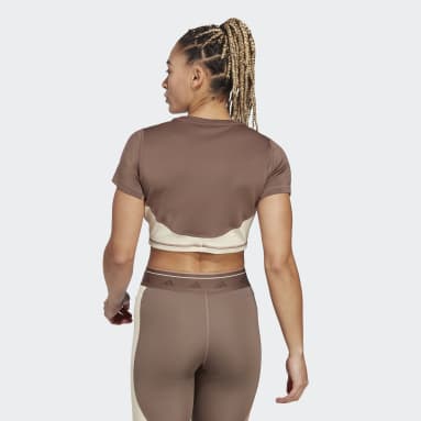 Training Colorblock Crop Topp Brun