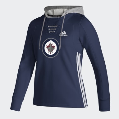 Sweat-shirt à capuche Jets Skate Lace Bleu Femmes Hockey