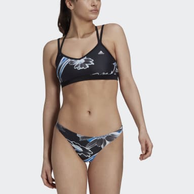 Women Swimming Black Positivisea Print Bikini Top