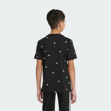 Youth 8-16 Years Training Black Allover Print Logo Toss Tee