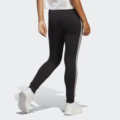 Pantalón Essentials 3 Rayas Felpa Francesa Puños Ajustados Negro Mujer Sportswear