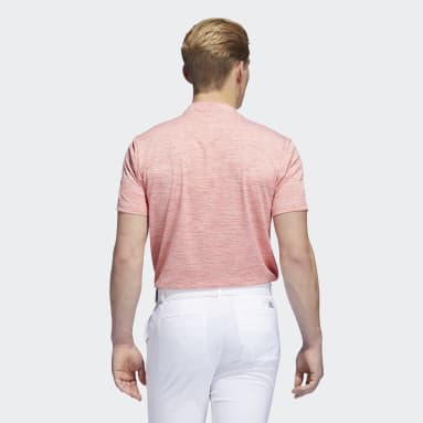 Men Golf Orange Textured Stripe Polo Shirt