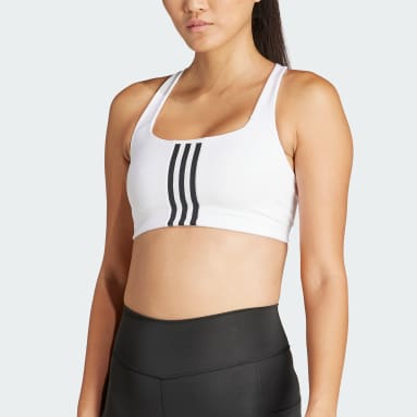 white striped thermal sports bra