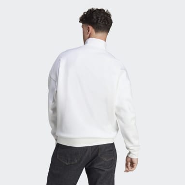 Men Sportswear White Colorblock Quarter Zip Sweatshirt