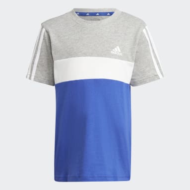 Tiberio 3-Stripes Colorblock Cotton T-skjorte, barn Blå