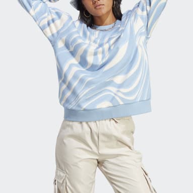 Women Originals Blue Abstract Allover Animal Print Sweatshirt
