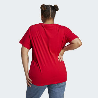 Dam Originals Röd Adicolor Classics Trefoil T-shirt (Plus Size)