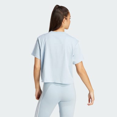 T-shirt Essentials 3-Stripes Single Jersey Crop Blu Donna Sportswear