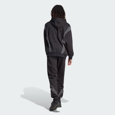 Men Sportswear Black Sportswear Fleece Hooded Track Suit