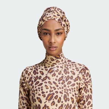 Ženy Sportswear hnedá Turban Solid / Animal-Print Reversible
