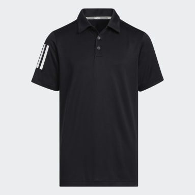 Boys Golf Black 3-Stripes Polo Shirt
