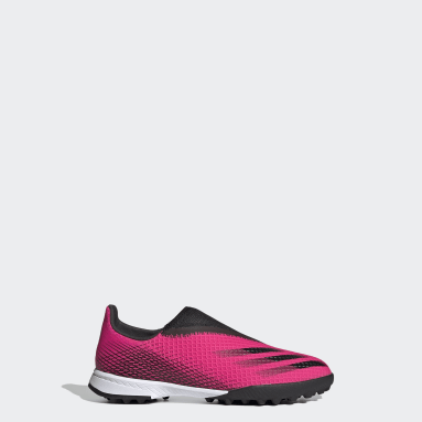Barn Fotboll Rosa X Ghosted.3 Laceless Turf Boots