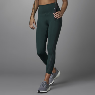 Women Gym & Training Green Optime TrainIcons 7/8 Tights