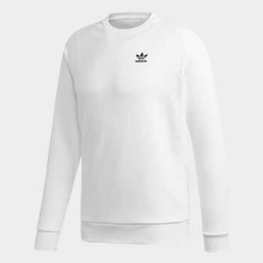 Men Originals White LOUNGEWEAR Trefoil Essentials Crewneck Sweatshirt