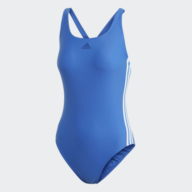 Kvinder Svømning Blå Athly V 3-Stripes badedragt