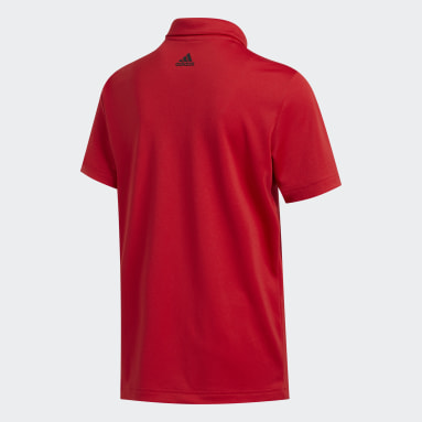 Boys Golf Red 3-Stripes Polo Shirt