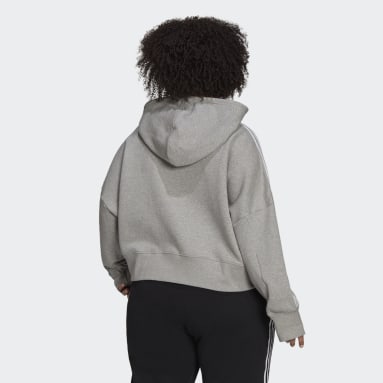 Women's Originals Grey Adicolor Classics Cropped Hoodie (Plus Size)