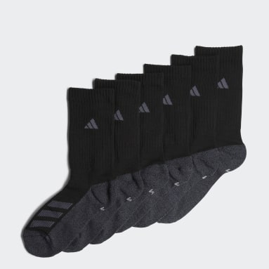 Children Basketball Black Cushioned Angle Stripe Crew Socks 6 Pairs