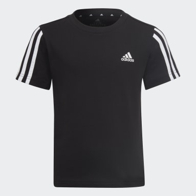 Kids 4-8 Years Sportswear Black Essentials 3-Stripes T-Shirt
