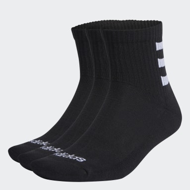 Lifestyle Black Half-Cushioned 3-Stripes Quarter Socks 3 Pairs