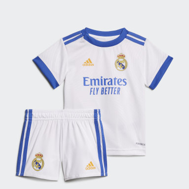 Kit Principal 21/ 22 do Real Madrid para Bebé Branco Criança Futebol