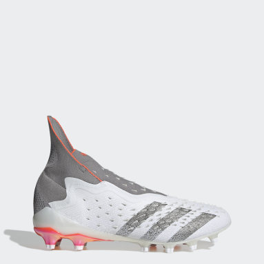 Football White Predator Freak+ Artificial Grass Boots