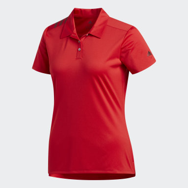 Adidas red golf shirt clearance