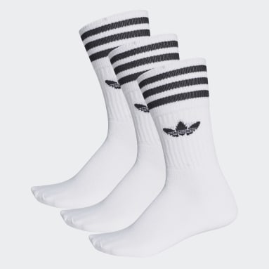 Originals White Solid Crew Socks 3 Pairs