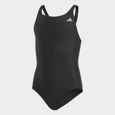 Mädchen Schwimmen Solid Fitness Badeanzug Schwarz