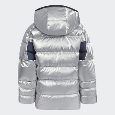 Kids Sportswear Silver Shiny Down Jacket