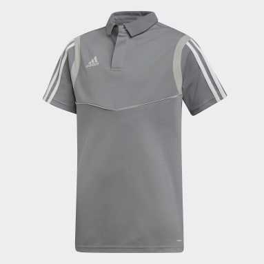 Youth 8-16 Years Football Grey Tiro 19 Cotton Polo Shirt