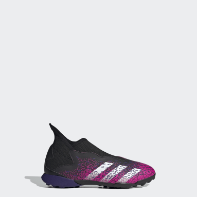 gold laceless football boots