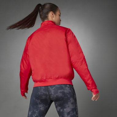 Women Running Red Thermal Woven Jacket
