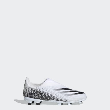 Zapatos de fútbol Sin Cordones X Ghosted.3 Terreno Firme Blanco Niño Fútbol