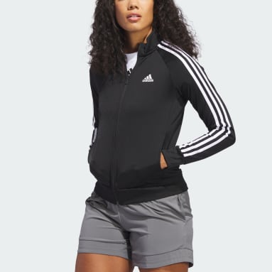 Women's Essentials Black Primegreen Essentials Warm-Up Slim 3-Stripes Track Jacket