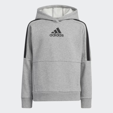 Youth 8-16 Years Training Grey Bold 3-Stripes Hoodie