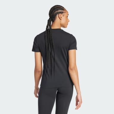 Women Sport Inspired Black LOUNGEWEAR Essentials Slim 3-Stripes Tee