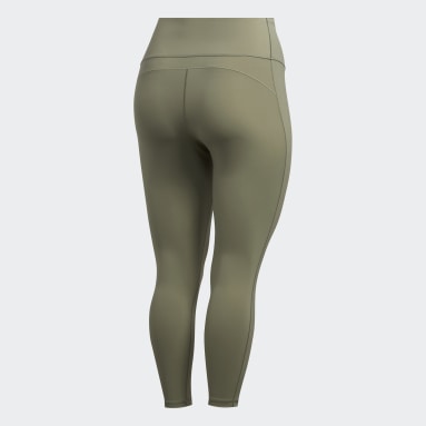 Kvinder Yoga Grøn Believe This Solid 7/8 Plus Size tights​ (Plus Size)