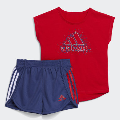 Infant & Toddler Training Red Graphic Tee and Shorts Set