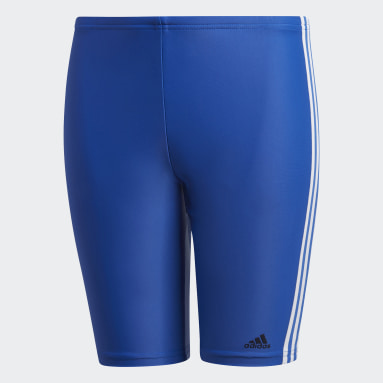 Youth 8-16 Years Swimming Blue 3-Stripes Swim Jammers