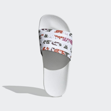 adidas white sliders