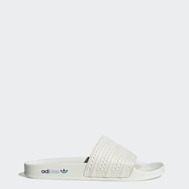 white adidas sliders mens