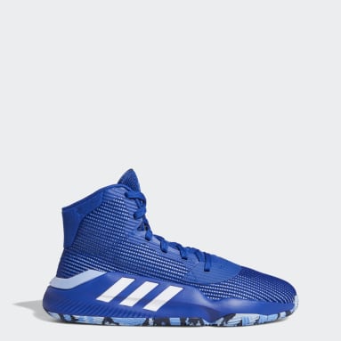 blue and white adidas basketball shoes