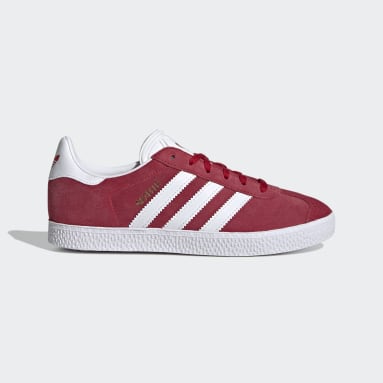 red and white adidas trainers
