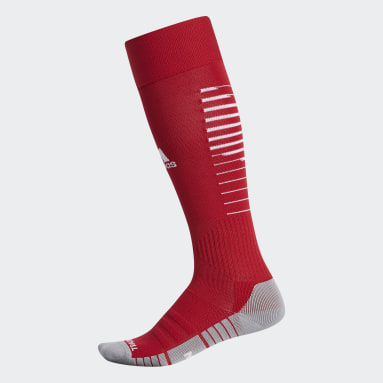 adidas soccer socks white with red stripes