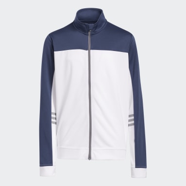 Boys Golf Blue 3-Stripes Full-Zip Jacket
