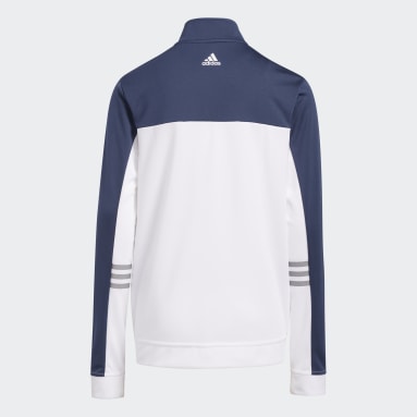 Boys Golf Blue 3-Stripes Full-Zip Jacket