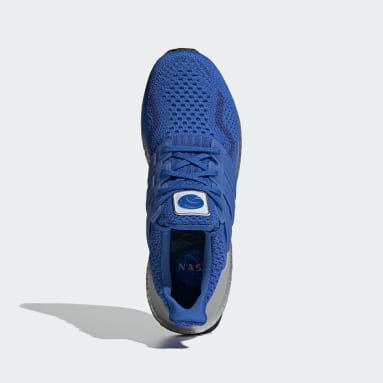 blue athletic shoes