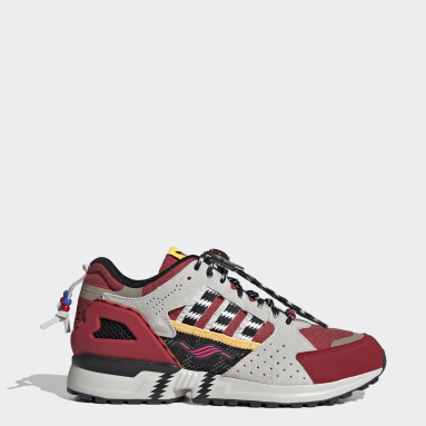 adidas black white and red trainers