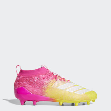 pink and yellow football cleats